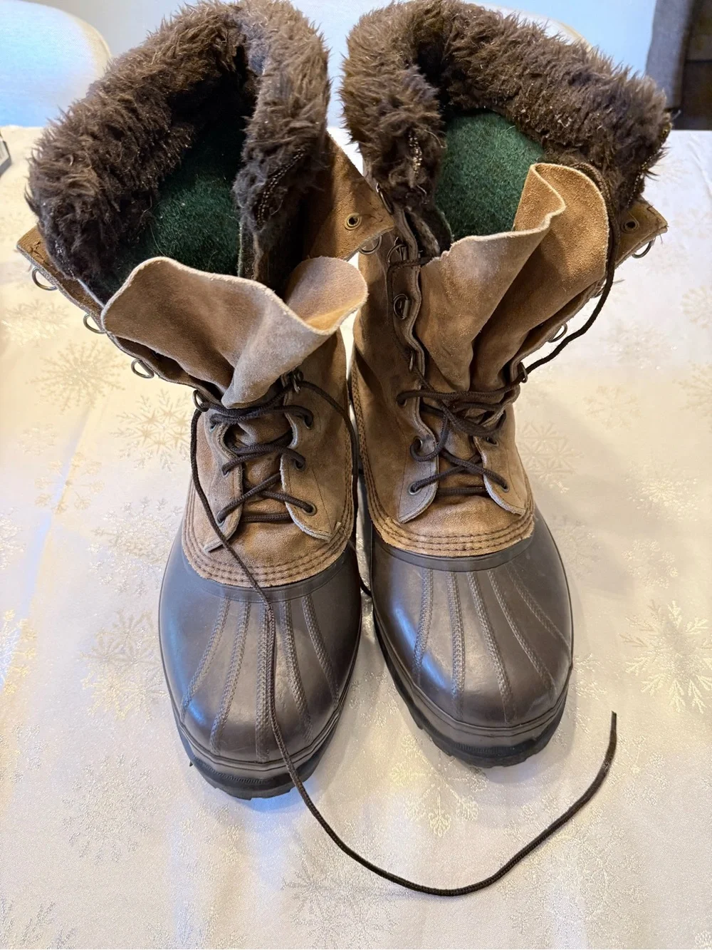 Vintage Sorel Kaufman Canada Brown Suede Rubber Insulated Winter Snow Boots 12